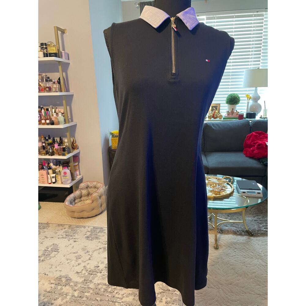 Tommy Hilfiger Black Sleeveless Zip Polo Tennis Dress PM - Picture 2 of 7